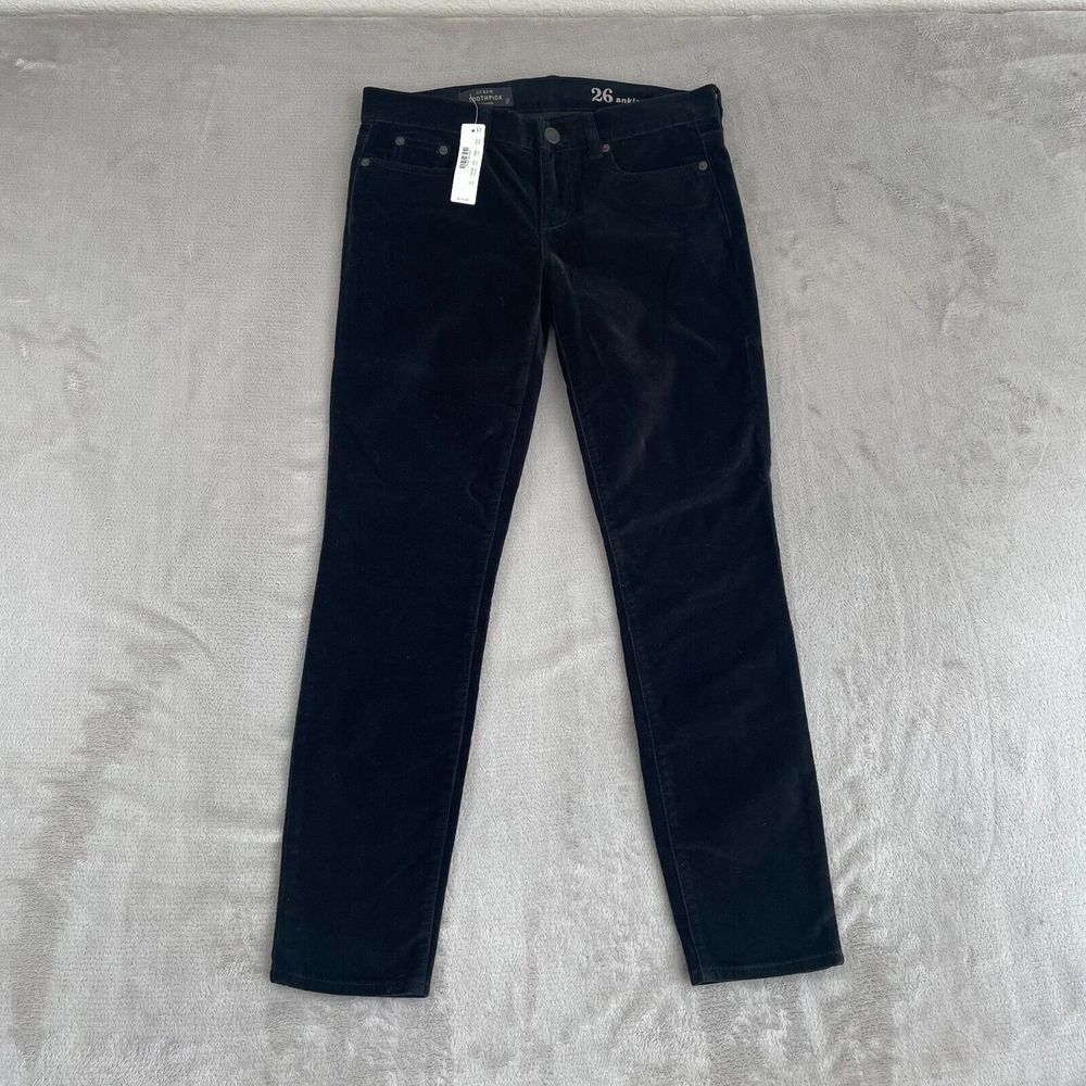 J. Crew Toothpick Ankle‎ Pants Women 29x28 (Tag 26) Black Velvet NWT $110